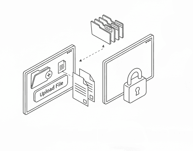 Upload file → client encrypts → pushes to Filecoin Storage Providers
